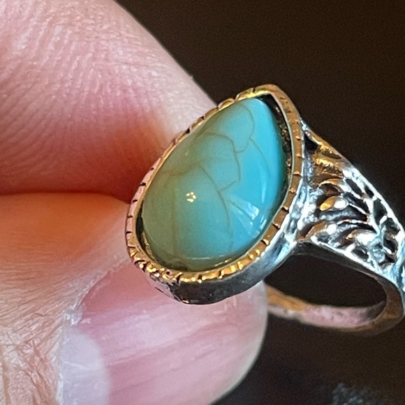 Water drop turquoise ring size 4 - Picture 7 of 9